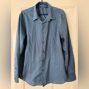 Perry Ellis Striped Blue Button-Up dress Shirt non iron mens xl